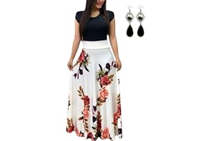 UUAISSO Femmes Robe De Plage Longue Decontractée Imprime Manche Courte ÉTé Boho Maxi Grande Taille