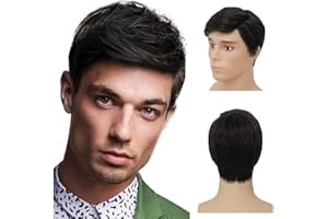 ‎SIUDUS Siudus Black Short Wigs for Men Straight Layered Synthetic Fibre Hair Wig for Daily Party Use