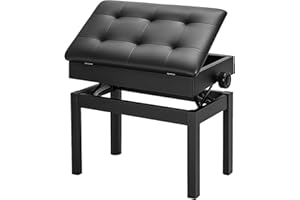 GENERIC Piano Stools 56x34x48cm Height Adjustable Piano Stool Faux Leather Keyboard Bench with Storage Multi-Purpose Stool for Piano Stool Storage