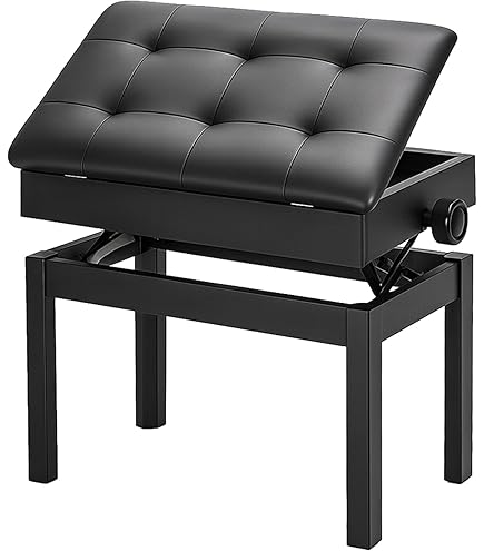 Piano Bench With Storage & Waterproof Cushion - Multi Use Stool For Living Room Or Vanity