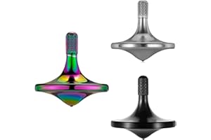 LOQATIDIS Präzisions kreisel aus Metall, langes Schleudern, Beste Schleuderzeit über 8 Minuten, perfekte Balance, gut verarbeitetes EDC Desktop Gyro Spielzeug für Erwachsene (3PCS, Schwarz+Silber+Bunt)