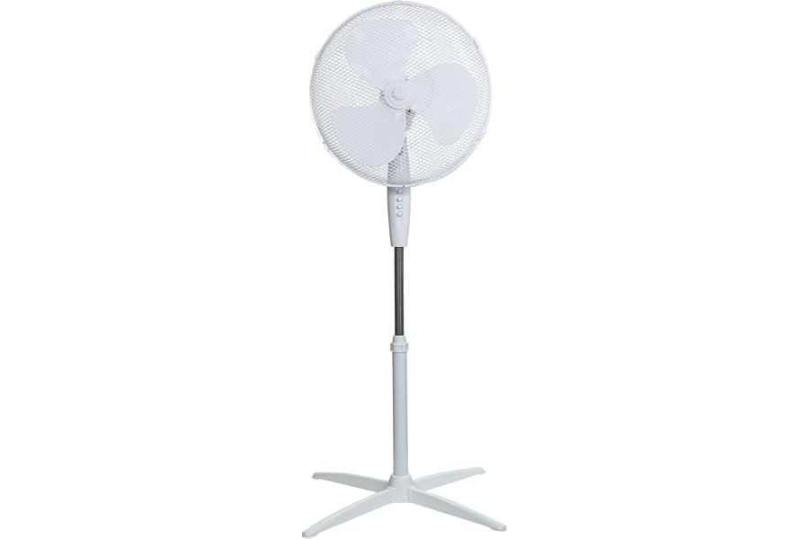 Russell Hobbs Lightweight 40.6cm Pedestal Fan, 3 Speed, Wide Range Oscillation, Powerful Airflow, Height Adjustable, White Rhppf1621