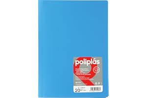 Grafoplas I Carpeta con Fundas Plastico I 20 Fundas Transparentes I Tamaño Din A4 Azul Cielo I Serie Poliplas Opaco I Fabricados en España I Tapas Flexibles I Gran Capacidad de Almacenaje
