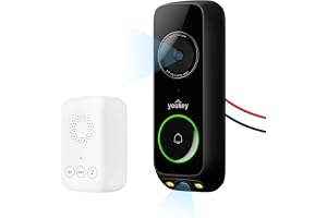 youkey Dörrklocka kamera trådbunden med klockspel, ingen månadsavgift, 2K trådbunden dörrklocka med head-to-toe video, paketdetektion, 2,4/5 GHz WiFi-6, inbyggd 8 Gb-förvaring, röststyrning med Alexa