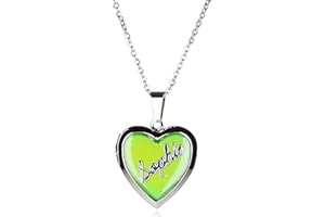 R to Z Girls Personalised Name Heart Shaped Mood Locket Pendant Kids Necklace