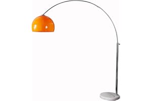 ‎INVICTA INTERIOR Design Bogenlampe LOUNGE DEAL orange mit weißem Marmorfuß 175-205cm ausziehbar Bogenleuchte