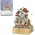 Pasyru 799pcs Street View Windmill Music Box Bricks Model Building Set, Street View Modular Building Kits, DIY Architecture Construction Toy, Building Blocks for Kids and Adults