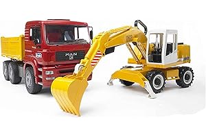 bruder 02751 - Man TGA Camion à benne basculante avec pelle Liebherr - 1:16 Véhicule de chantier, chantier, pelle à godet, ouvrier, bworld, engin de chantier, camion, camionnette