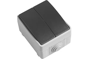 Amig - Interruptor Conmutador Doble de Sobreponer Mod.3612 Estanco IP54 de Voltaje Máximo 230 V - Pulsador Apto para Exteriores e Interiores - Ideal para Terrazas, Jardines, Garajes o Trasteros