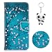 Produktbild Nokia 1 Hülle Blaue Blumen PU Leder Magnetverschluss Ständer Flip Brieftasche Schutzhülle Handyhülle Mit Kartenfach Für Nokia 1 Mit einem Geschenk