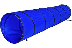 lionto Outdoor Tunnel Robust for Large and Small Dogs, 200 x 40 cm, Foldable Play Tunnel for Children with Pegs Made of Tear-Resistant Material, Stable Agility Tunnel with Practical Carry Bag, Blue