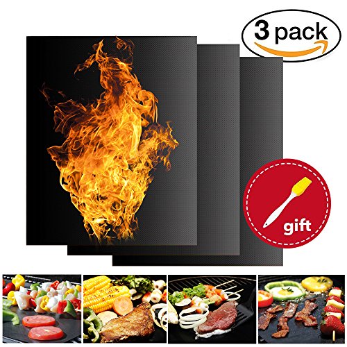 BBQ Grillmatten - Non-Stick, FDA-Genehmigt, Winfach zu Reinigen zum Grillmatte, Backen, Braten, 3er Set