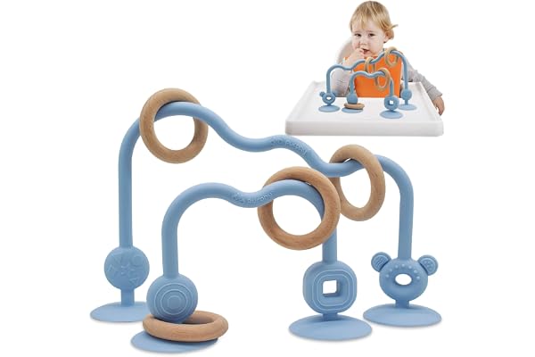 Purphy Jouet Ventouse Chaise Haute, Jouet Bebe 6 8 9 Mois,Montessori Sensoriels D'éveil Jeux Bébé Cadeau Enfant Fille et Garçon (Bleu)