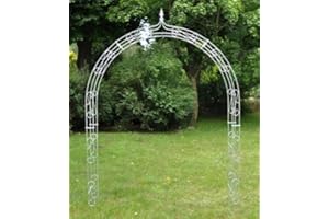 KUHEIGA Sturdy rose arch made of metal, 10 mm, solid iron, width: 200 cm, galvanised zinc