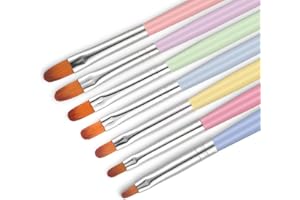 TEOYALL 7 PCS Gel Nail Brushes, Oval Flat Size Nail Brushes Nail Art Tips Builder Brushes Nail Poly Gel Extension Brushes