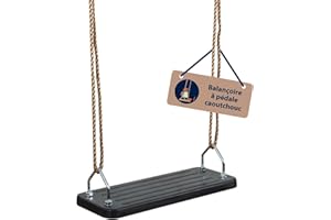 HUDORA Balançoire Noir - Planche de balançoire en Caoutchouc pour Enfants - Balançoire certifiée TÜV Rheinland/GS avec Cordes réglables en Hauteur - pour Enfants & Adultes jusqu'à 100 kg