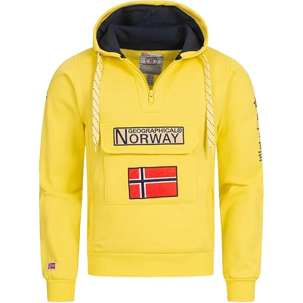 Felpa Con Cappuccio Geographical Norway GYMCLASS - Uomo, Blu Navy, Tasca Marsupio, 100% Poliestere - Foto 5