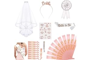 HIQE-FL 26-Piece Jga Set Bridal Decorative Sash Set, JGA Decorative Accessories, Jga Bridal Veil, JGA Decorative Bracelets Set, Hen Party