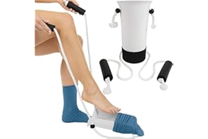 Rixotix Aiuto per calze, pantaloni, scarpe e calze, aiuto per indossare calze per anziani e disabili, aiuto per indossare calze, calze dopo l'intervento dell'anca (bianco + nero)