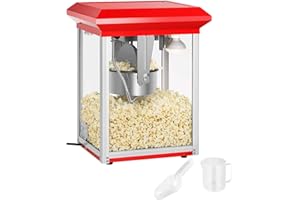 Royal Catering Popcorn Maker Professional (1300 W, 8 oz, approx. 3 kg/h, Non-stick Coated Kettle) Red Popcorn Machine