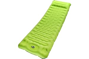 Jigerjs Self Inflating Camping Mat, Thicken Sleeping Mat with Foot Pump & Pillow, Ultralight Portable Camping Mattress Sleeping Pad Waterproof for Camping, Travel, Hiking, Outdoor【Green-79*25*4 Inch】