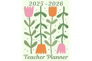 Teacher Planner: Weekly and Monthly Agenda & Record Book For Class Organization and Lesson Planning | Academic School Year | Orange Floral (HM203)