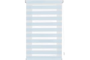 INTERBLIND | Estor Noche y Día Instalación SIN Herramientas - Estor EasyFix Tamaño 140x180 Ancho x Alto - Estor SIN Taladro Tamaño Tela 137x175 - Estor Noche y Día Celeste