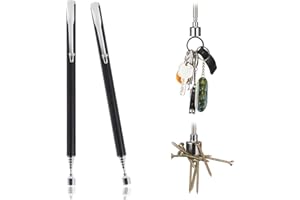DEVENIRRICHE 2Pcs Telescopic Magnet Stick Magnetic Telescoping Stick Pickup Tool Extendable Magnetic Grabber Rearcher Tools to Pick Up Screw Nail Clippers and Other Metal Parts for Men DIY Handyman(Black)