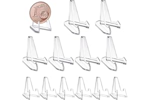 ComPDCVD 12 Pezzi 2 Dimensioni Cavalletto Acrilico in Trasparente Cavalletti in Plastica Monete Supporto Cavalletto per Medaglie, Telefoni, Foto,Libri Decorativi