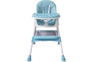 ESTABETER Hochstuhl Baby, 2-in-1 Hochstuhl für Babys und Kleinkinder mit 1 Satz Besteck, Einfach zu Montierender Kinderhochstuhl für Jungen und Mädchen ab 6 Monate-6 Jahre (Grün)