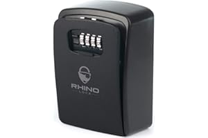 Rhino Lock Secure Key XL Combination Safe - Outdoor Heavy Duty Wall Mounted Security Lock Box - XL Large Internal Storage for House or Office Keys with Strong 4 Digit Lock #UKBrand (Large, Black)