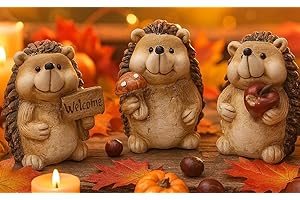 khevga Figure decorative autunnali in terracotta, riccio in poliresina, set da 3 pezzi (3)