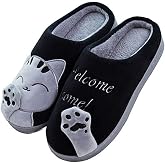 Cliont Cute Cat Slippers Indoor Winter Slippers Non-Slip Shoes Women and Men