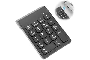 Qaum Wireless Numeric Keypad, 2.4G Portable Mini 18Keys Office Number Pad,Ergonomic Tiltm, with USB Receiver and Silicone anti-skid mat for Laptop, Notebook, Computer, Desktop(Black)