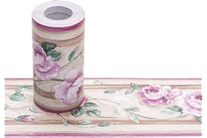 RAILONCH 10CM x 10M Tapete PVC Bordüre Selbstklebend Wandbordüre Klebefolie Küche Fensterbank Folie Tapeten Badezimmer Dekoration Bordüren (L)