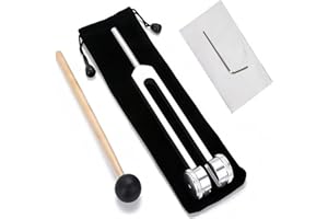 DACATOOW 128Hz Tuning Fork for Healing, Aluminum Alloy Tuning Fork with Silicone Hammer and Bag, Sound Healing Therapy Tool Set, for Meditation and Therapy (Silver)