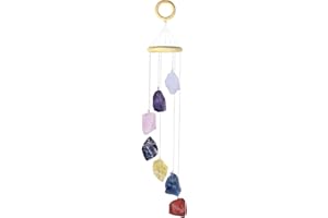Amogeeli 7 Chakra Pierre Brute Carillon Cristal Naturel Hanging Ornement d'Extérieur Guérie Décoration de de la Maison pour Fenêtre, Porte