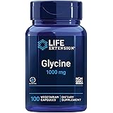 Life Extension, Glycine, 1000mg, Altamente Dosato, 100 Capsule vegane, Testate in Laboratorio, Senza Glutine, Vegetariane, Se