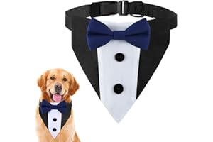 JYNVO Bleu Bandana de Smoking Formel pour Chien, Collier de Mariage, Foulards pour Chiens, Écharpe Triangulaire pour Animaux, pour Chiens, Convient aux chiens de taille moyenne et grande, Taille M