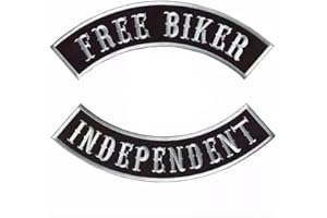 SUMA SHOP - 2 Adesivi Free Biker + Independent, Stemma Logo Decal Compatibile Con Tutti I Tipi Di Abbigliamento, Diametro 33,5 cm, Coppia