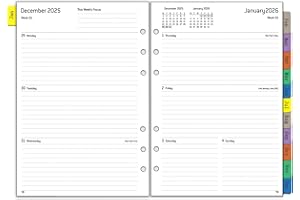 YHH Ricambio Agenda Organizer 2026 Settimanale A5, 6 Fori, Planner Diario con Divisori Mensili, Password, Nota, Contatto, Da Gennaio a Dicembre 2026, 100gr, Ricariche per Taccuino 6 Anelli