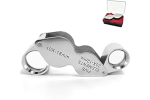 COSYSPARKS Jewler Loupe, 10x 20x Lentino gioielliere 2 in 1 Lente Geologo Pieghevole Lente D'ingrandimento per Gioiellieri Lente Gioielliere Lente a mano per gemme diamanti francobolli monete