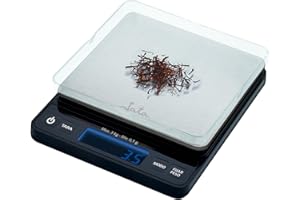 JATA HOGAR HBAL0370 - Báscula Cocina Digital. Balanza Cocina Alta Precisión. Desde 0,3 g hasta 3 kg. Pantalla LCD, Función tara, Acero Inoxidable, Medidas: 10,5 x 13 x 2 cm