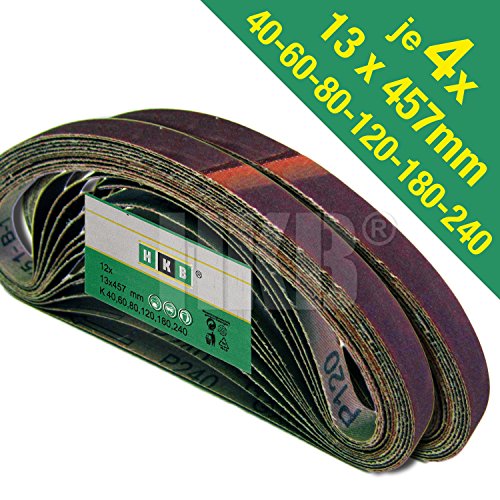 24 Stück Gewebe-Schleifbänder 13 x 457 mm Körnungen je 4x 40/60/80/120/180/240 für Black & Decker Powerfeile