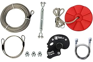 France Trampoline Tyrolienne Fury 28m pour Enfants et Adultes - Câble Ultra résistant et Frein à Ressort - Jusqu'à 110kg