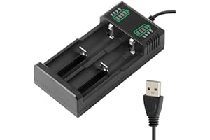 JESIAH 18650 Dual Battery Charger, Intelligent Universal Lithium Battery USB Fast Charge for 3.7V/3.6V Rechargeable Li-ion/Ni-MH/Ni-CD Batteries AA AAA 18500 17670 16340(RCR123) 21700 26650
