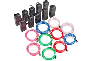 Sunboia EL Wire Neon Lights kit wiht Battery Powered Glowing Strobing Decorative Lights for Chrismas Halloween Xmas Party Pub (10x1m-Blue,Red,Green,White,Pink)
