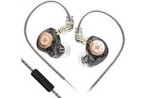 keephifi KZ EDX Pro In Ear Monitor mit Mikrofon, kabelgebunden, HiFi-Stereo-Kopfhörer, kabelgebunden, Dual DD IEM Kopfhörer mit abnehmbarem Kabel für Musiker, Audiophilen (schwarz, mit Mikro)