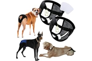 WAGVOGUE Bragas Perras Menstruales.Bragas Menstruales Perro Hembra,Braga Perro Celo Hembra,Pañales Perro Hembra-2 uds Incluye 6 Toallas Sanitarias, Talla XL, Negro.