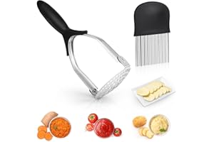 Cozy Inviting Kartoffelstampfer Edelstahl, Kartoffelstampfer & Wellenschneider Set, Hand Masher Mit Gummigriff Ergonomischer Griff Kartoffelpresse Für Geschirrspüler Safe, Kartoffelpüre, Gemüse, Obst